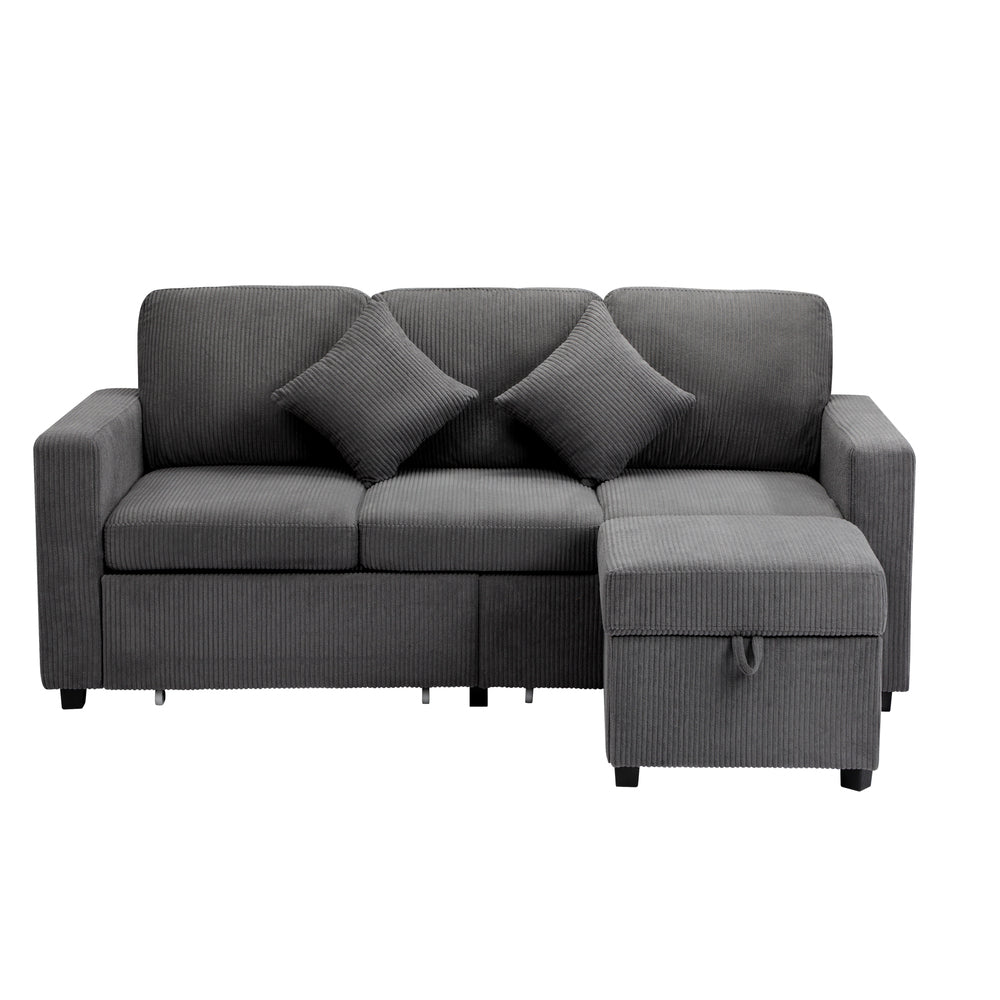 Oikiture 3 Seater Sofa Modular Couch Drawers Ottoman Velvet