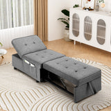 Oikiture 4 in 1 Convertible Sofa Bed Ottoman Couch Lounge Linen - Top-Down View