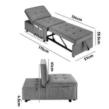 Oikiture 4 in 1 Convertible Sofa Bed Ottoman Couch Lounge Linen - Extra Image