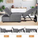 Oikiture 4 in 1 Convertible Sofa Bed Ottoman Couch Lounge Linen - Close-Up Angle