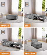 Oikiture 4 in 1 Convertible Sofa Bed Ottoman Couch Lounge Linen - 45-Degree Angle