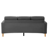 Oikiture 3 Seater Sofa with Ottoman Velvet Grey - Close-Up Angle