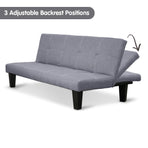 Sarantino 2 Seater Modular Linen Fabric Sofa Bed Couch - Dark Grey