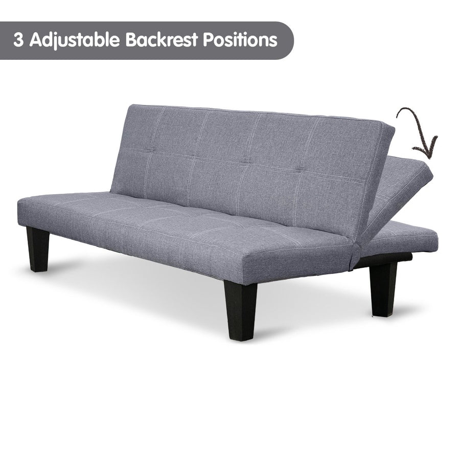 Sarantino 2 Seater Modular Linen Fabric Sofa Bed Couch - Dark Grey
