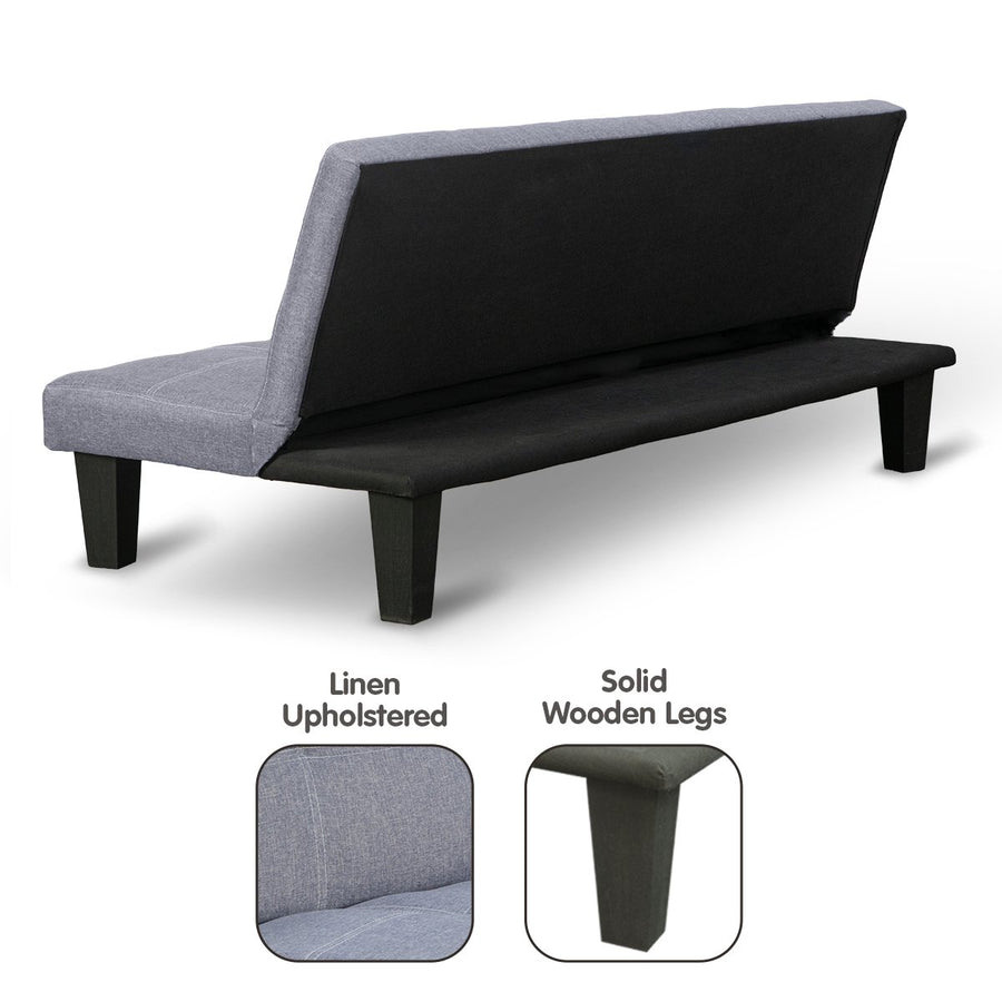 Sarantino 2 Seater Modular Linen Fabric Sofa Bed Couch - Dark Grey