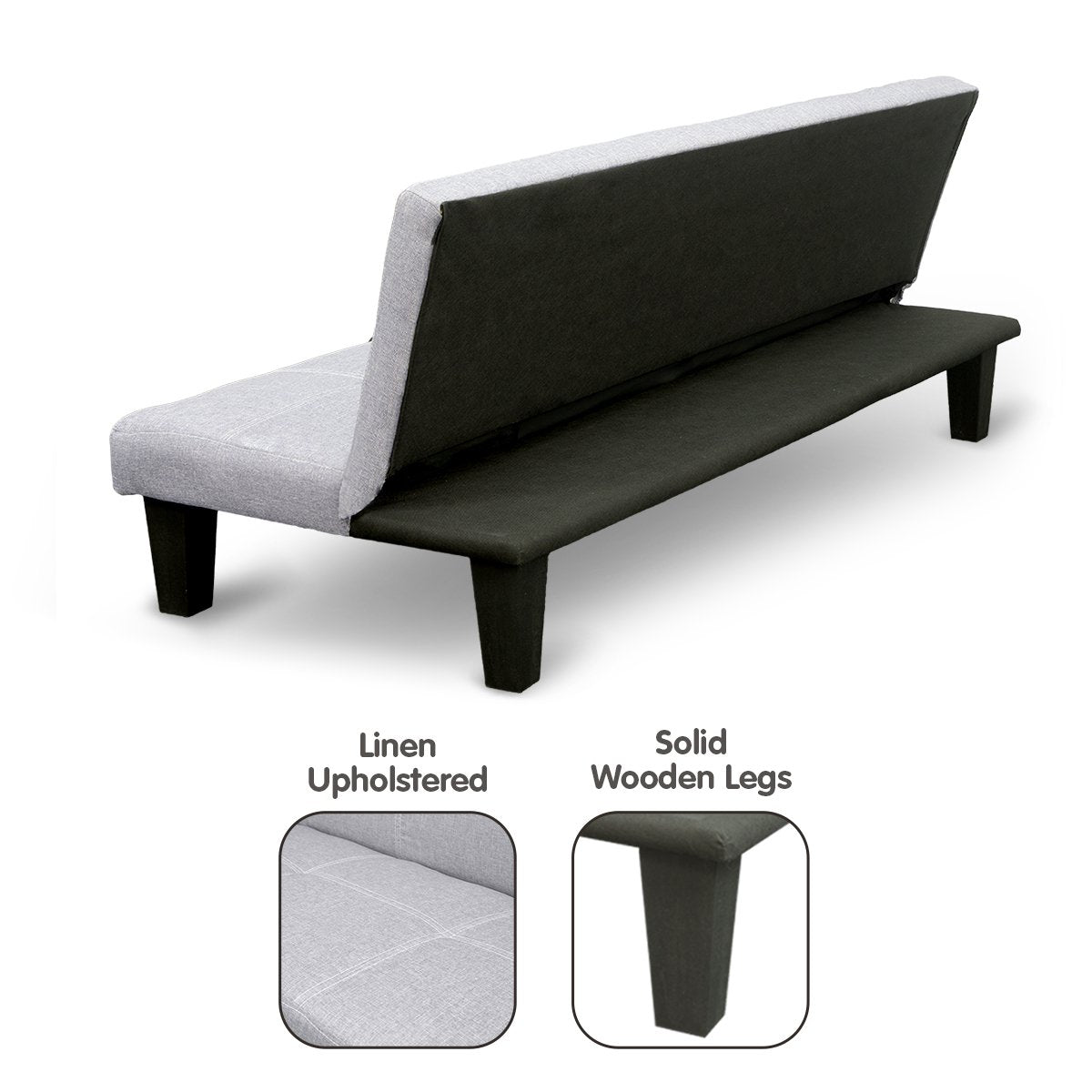 Sarantino 2 Seater Modular Linen Fabric Sofa Bed Couch Light Grey