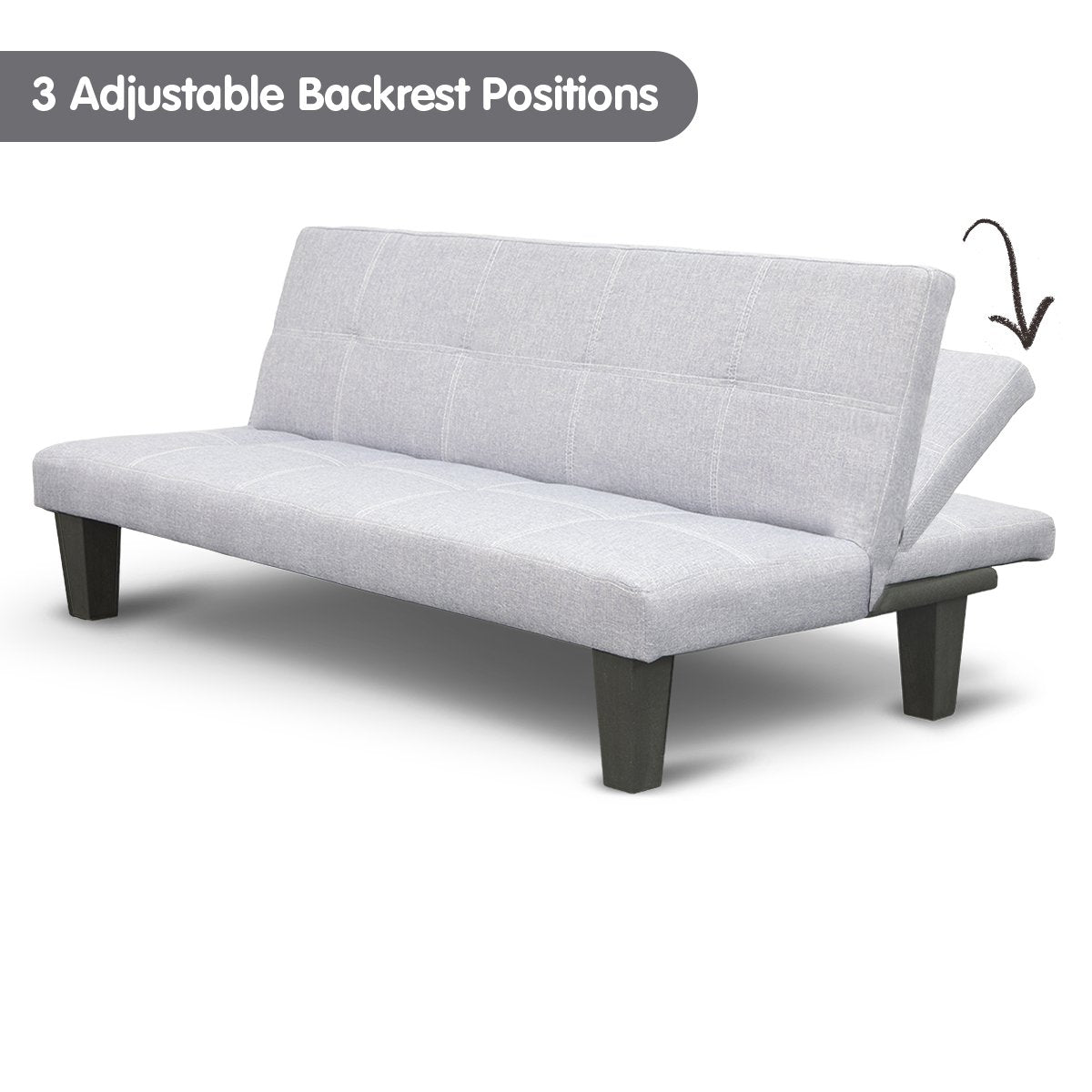 Sarantino 2 Seater Modular Linen Fabric Sofa Bed Couch Light Grey