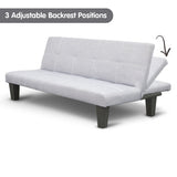 Sarantino 2 Seater Modular Linen Fabric Sofa Bed Couch Light Grey