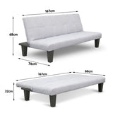 Sarantino 2 Seater Modular Linen Fabric Sofa Bed Couch Light Grey