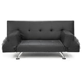 Sarantino 3 Seater Faux Leather Sofa Bed Lounge - Grey - Front View