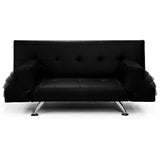 Sarantino 3 Seater Faux Leather Sofa Bed Lounge - Black - Side View