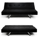 Sarantino 3 Seater Faux Leather Sofa Bed Lounge - Black - Top-Down View