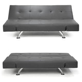 Sarantino 3 Seater Faux Leather Sofa Bed Lounge - Grey