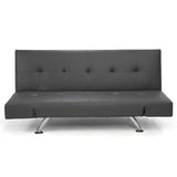 Sarantino 3 Seater Faux Leather Sofa Bed Lounge - Grey - Top-Down View