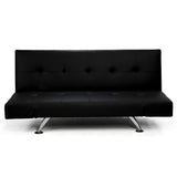 Sarantino 3 Seater Faux Leather Sofa Bed Lounge - Black - 45-Degree Angle