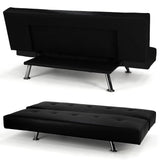 Sarantino 3 Seater Faux Leather Sofa Bed Lounge - Black - Rear View