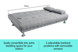 Sarantino 3 Seater Linen Sofa Bed Couch Lounge Futon - Light Grey - Top-Down View