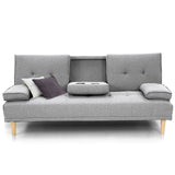 Sarantino Linen Fabric Sofa Bed Lounge - Light Grey - Side View