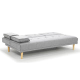Sarantino Linen Fabric Sofa Bed Lounge - Light Grey - 45-Degree Angle