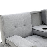 Sarantino Linen Fabric Sofa Bed Lounge - Light Grey - Low Angle