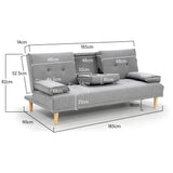 Sarantino Linen Fabric Sofa Bed Lounge - Light Grey - Extra Image