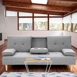 Sarantino Linen Fabric Sofa Bed Lounge - Light Grey - Front View
