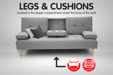 Sarantino Linen Fabric Sofa Bed Lounge - Light Grey