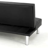Sarantino 3 Seater Faux Leather Sofa Bed Couch - Black - Side View