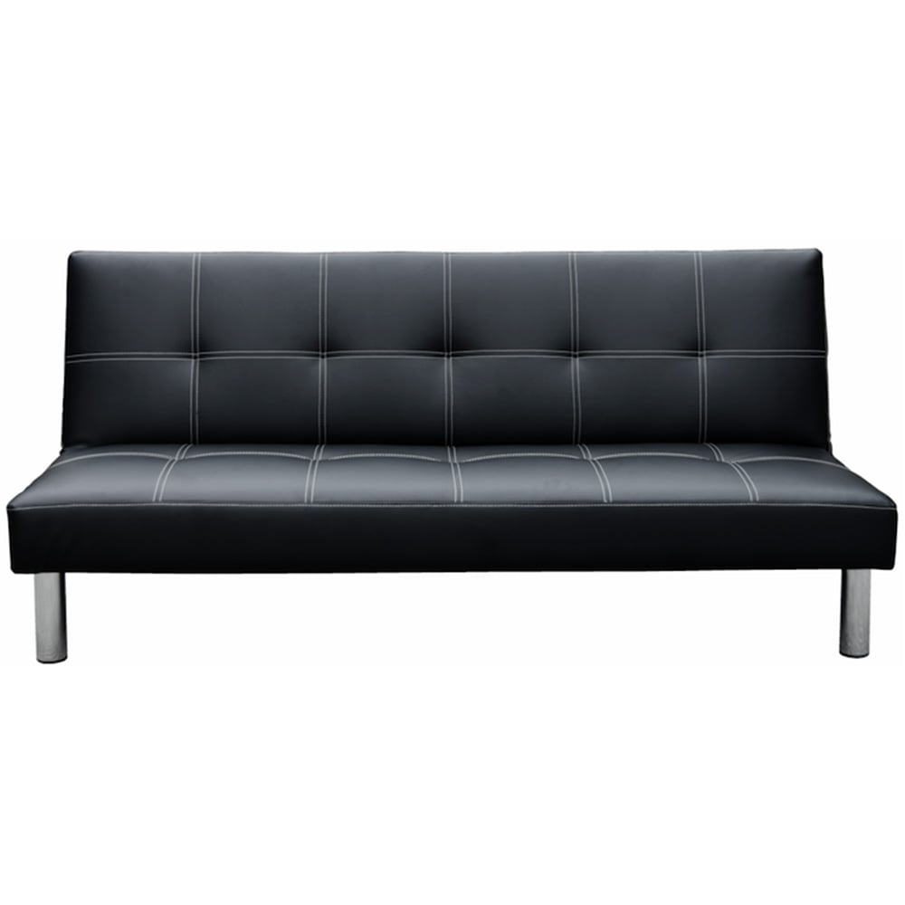 Sarantino 3 Seater Faux Leather Sofa Bed Couch - Black