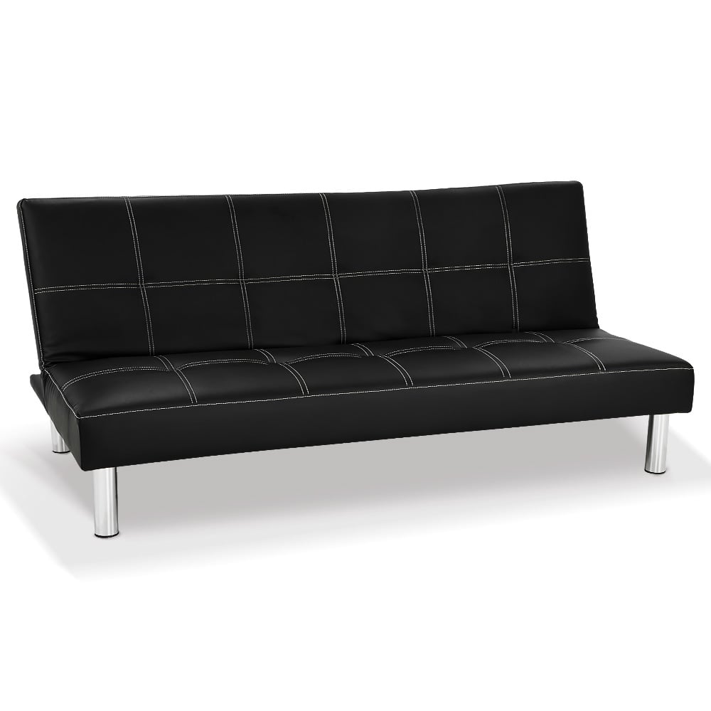 Sarantino 3 Seater Faux Leather Sofa Bed Couch - Black