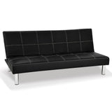 Sarantino 3 Seater Faux Leather Sofa Bed Couch - Black - Close-Up Angle