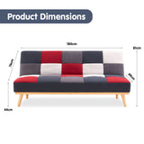 3 Seater Modular Linen Fabric Wood Sofa Bed Couch - Multi-colour - Front View