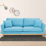 Sarantino 3 Seater Faux Velvet Wooden Sofa Bed Couch Furniture - Blue - Extra Image