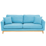 Sarantino 3 Seater Faux Velvet Wooden Sofa Bed Couch Furniture - Blue - Low Angle