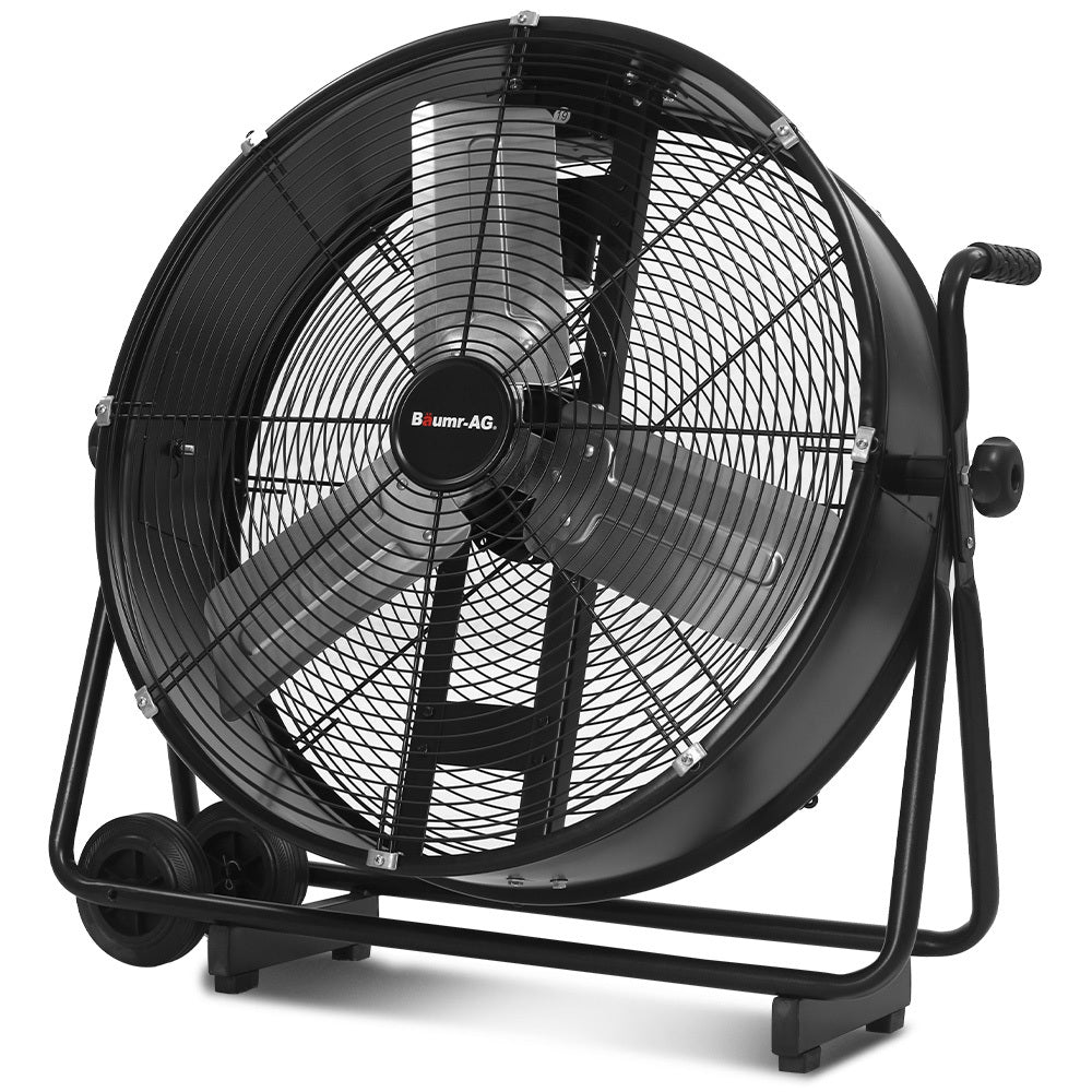 BAUMR-AG 24' 610mm 260W Industrial Mobile Floor Drum Fan, Tilting, Large, Commercial, Heavy-duty Frame, EESS Certified