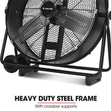 BAUMR-AG 24' 610mm 260W Industrial Mobile Floor Drum Fan, Tilting, Large, Commercial, Heavy-duty Frame, EESS Certified