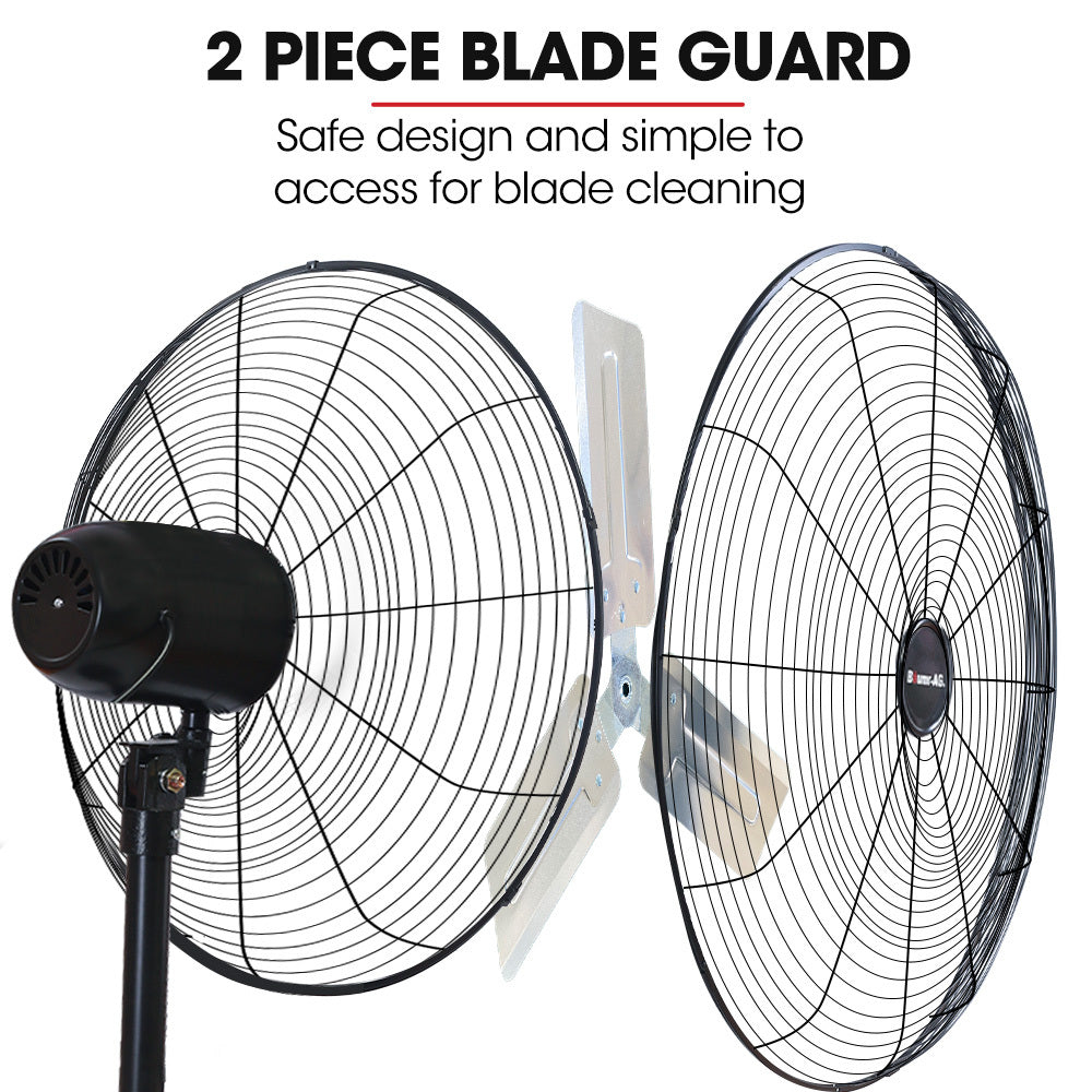 BAUMR-AG 30' 762mm 300W Industrial Pedestal Fan, Large, Commercial, Heavy-duty, 3 Speed, EESS Certified