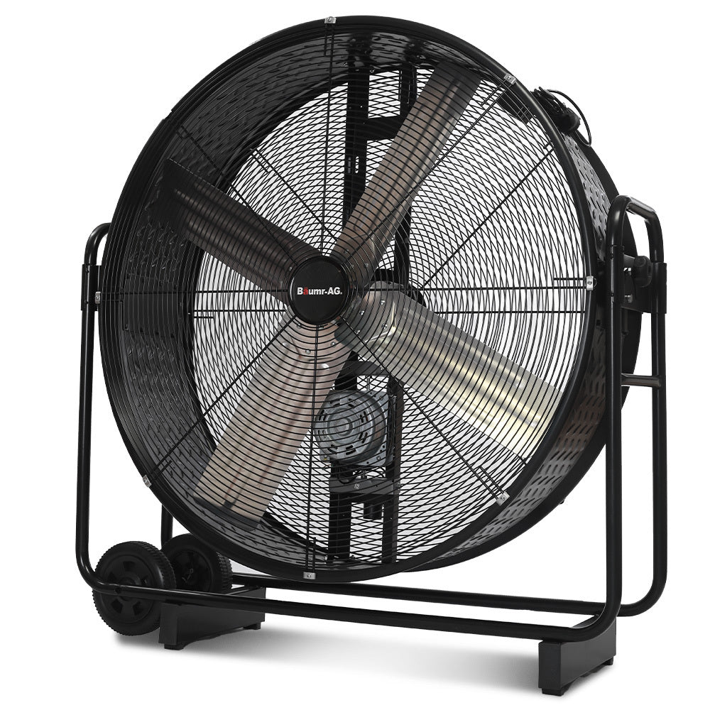 BAUMR-AG 42' 1067mm 660W Industrial Mobile Floor Drum Fan, Belt Drive, Tilting, Large, Commercial, Heavy-duty Frame, EESS Certified