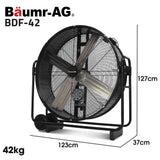 BAUMR-AG 42' 1067mm 660W Industrial Mobile Floor Drum Fan, Belt Drive, Tilting, Large, Commercial, Heavy-duty Frame, EESS Certified