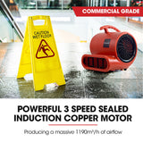 BAUMR-AG Carpet Floor Dryer Air Mover Blower Fan, 3-Speed, 700CFM, Commercial/Home