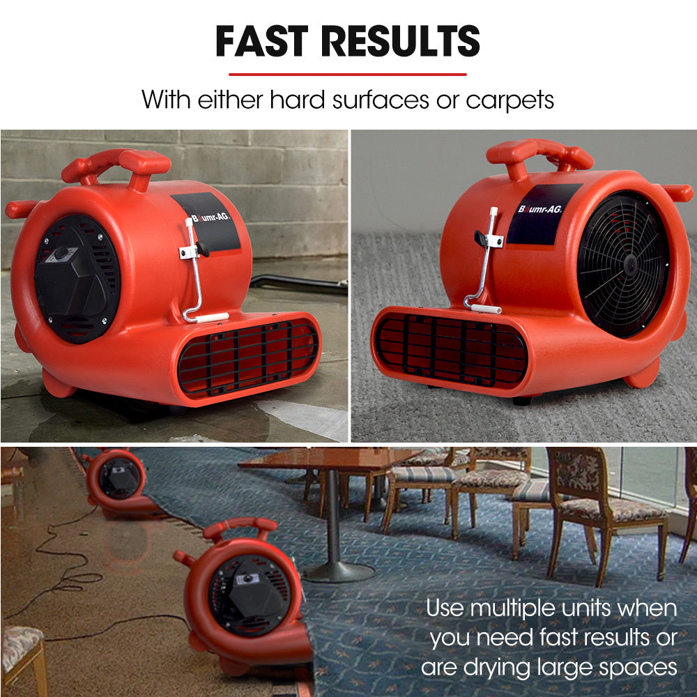 BAUMR-AG Carpet Floor Dryer Air Mover Blower Fan, 3-Speed, 1300CFM, Commercial/Home