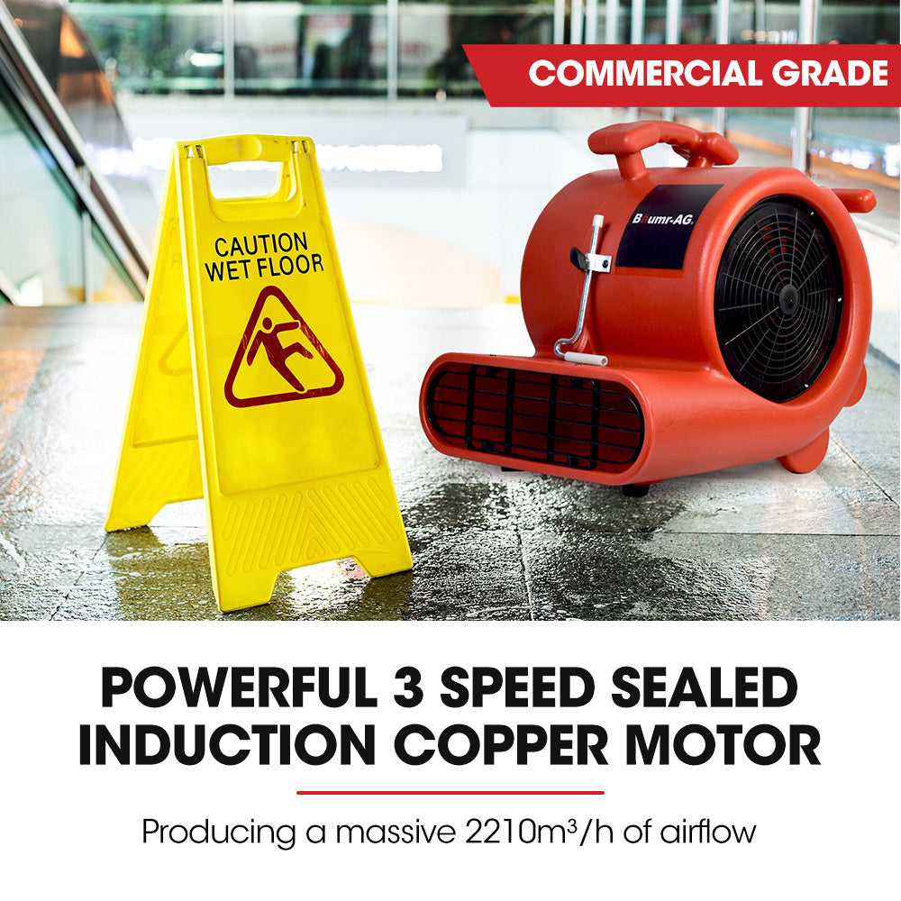 BAUMR-AG Carpet Floor Dryer Air Mover Blower Fan, 3-Speed, 1300CFM, Commercial/Home