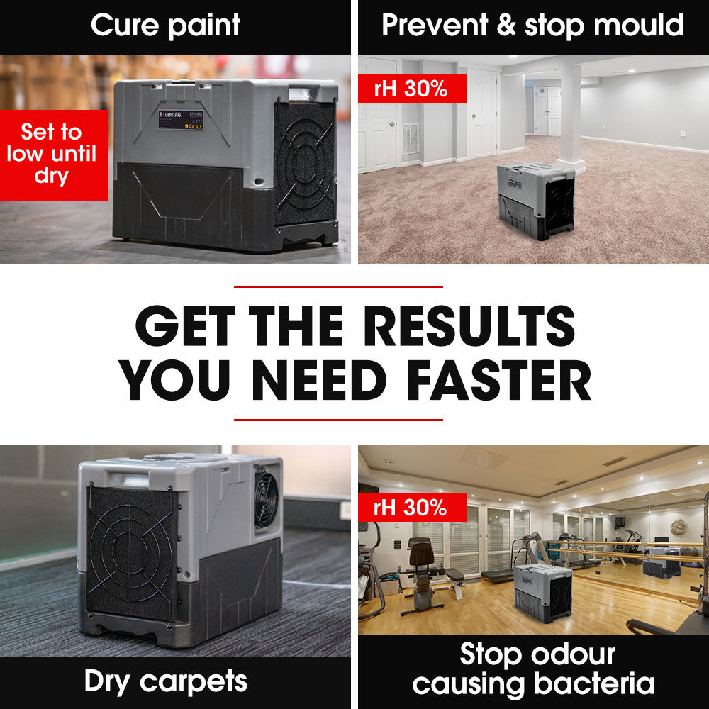 BAUMR-AG 50L/day Commercial Industrial LGR Air Dehumidifier for Mould, Portable, Stackable, LCD Display, Wheels