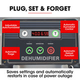 BAUMR-AG 50L/day Commercial Industrial LGR Air Dehumidifier for Mould, Portable, Stackable, LCD Display, Wheels - Side View