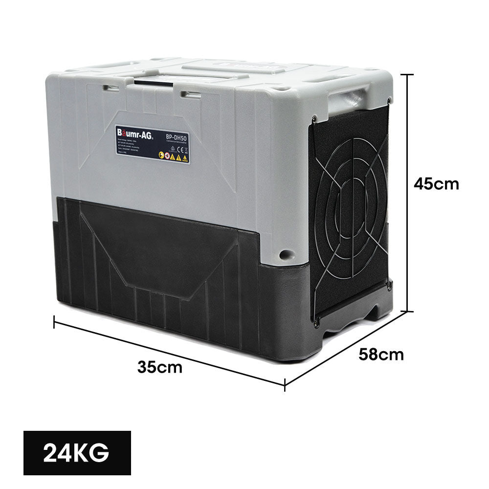 BAUMR-AG 50L/day Commercial Industrial LGR Air Dehumidifier for Mould, Portable, Stackable, LCD Display, Wheels