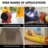 BAUMR-AG 200mm (8 inch) Portable Axial Air Mover Blower Fan with 10m Ventilation Duct - Low Angle