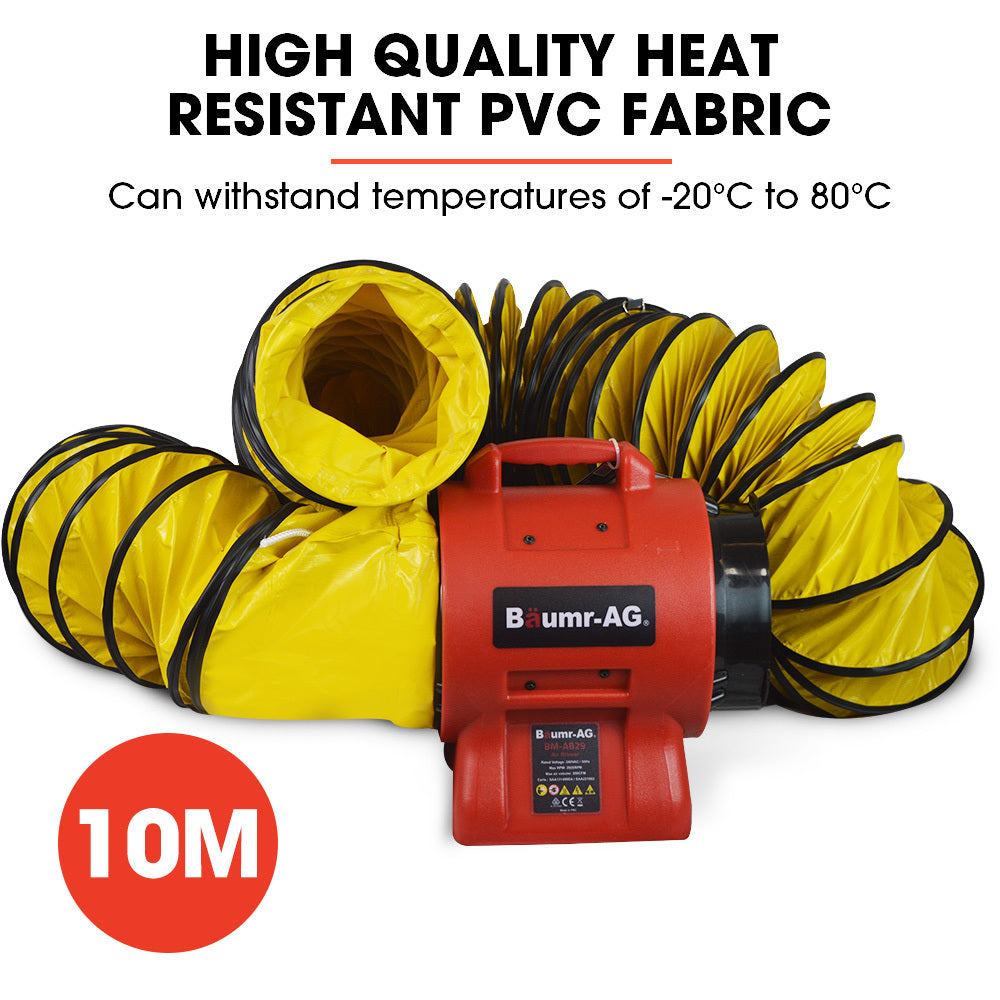 BAUMR-AG 200mm (8 inch) Portable Axial Air Mover Blower Fan with 10m Ventilation Duct