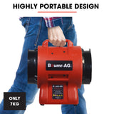BAUMR-AG 200mm (8 inch) Portable Axial Air Mover Blower Fan with 10m Ventilation Duct - Close-Up Angle