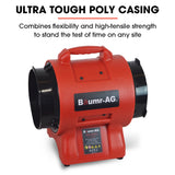 BAUMR-AG 300mm (12 inch) Portable Air Blower Mover Axial Ventilation Extraction Fan - 45-Degree Angle