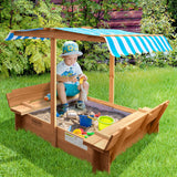 Mazam Kids Sandpit Wooden Sandbox Beach with Canopy - Top-Down View